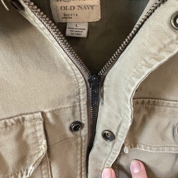 Vintage Old Navy Chore Coat Jacket Mens Lrg Work Canvas Utility Pockets Tan Y2K - Picture 5 of 16